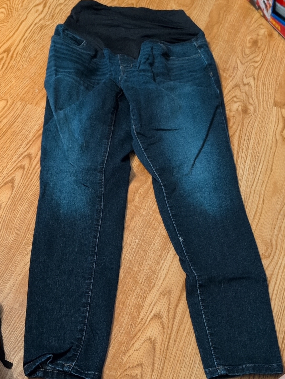 EUC Ingrid & Isabel Maternity Dark Blue Stretch Jeggings w Overband Sz 8